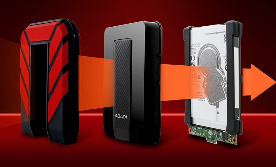 بدنه هارد اکسترنال ای دیتا مدل HD710 Pro ظرفیت 1 ترابایت شامل سه لایه حفاظتی و پوشش سیلیکونی است.